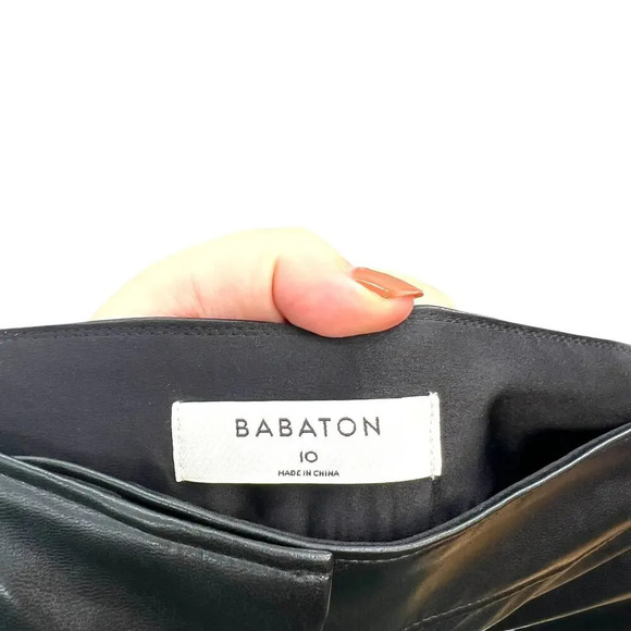 Aritzia Babaton Caspian Pants Vegan Leather High Waist Slim Black Size 10 - Picture 9 of 11